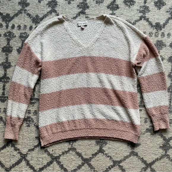 Knox Rose Sweater V-Neck Pink & Cream Size Large - Picture 3 of 9